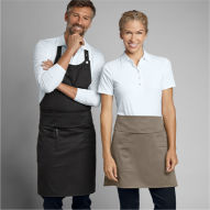 Schürze Belt - als Latzschürze und als Vorbinder in schwarz und taupe.