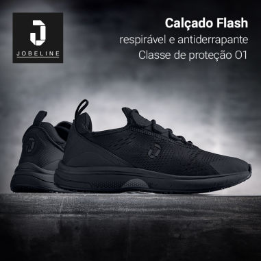 Calçado profissional Flash - respirável e antiderrapante, com classe de proteção O1